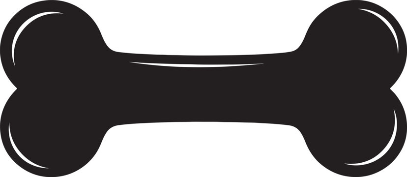 Black dog bone silhouette with white highlights on a white background, simple also transparent background