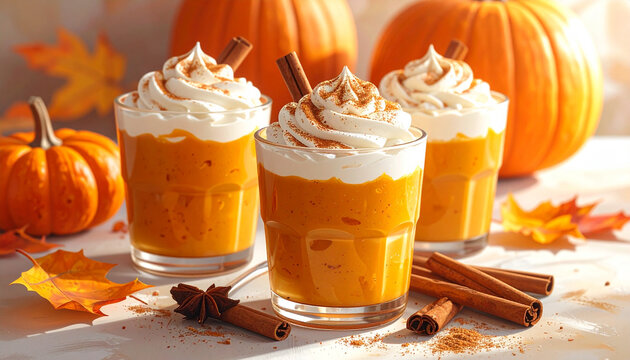 Three delicious pumpkin spice lattes