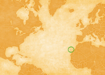 Ocher map of North Atlantic Ocean - Canary Islands © Tindo