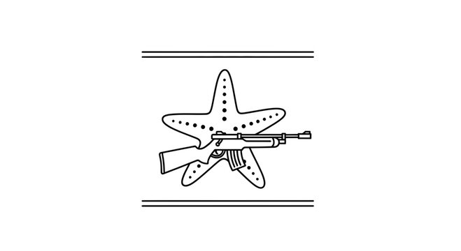 Starfish Holding Rifle, Abstract Art, Marine Life Weapon Concept