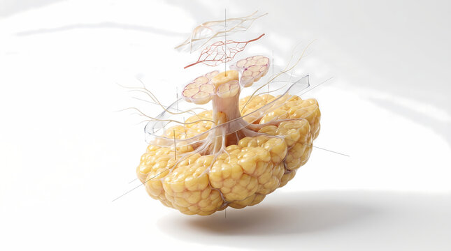 Close-up Of Human Adipose Tissue Lobule And Ductal System