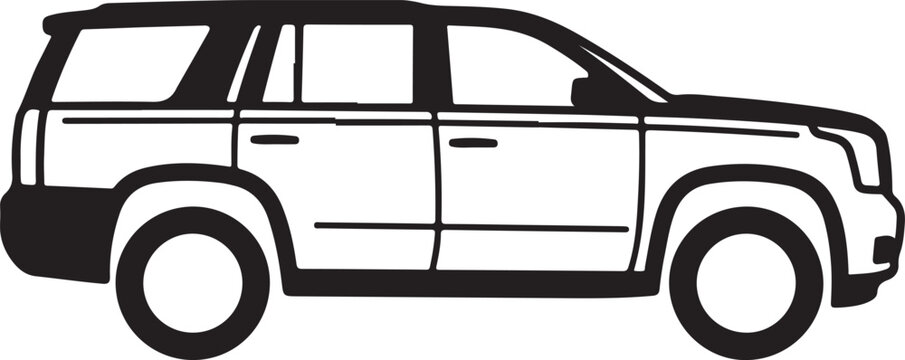 Black SUV, vehicle icon, car silhouette, transportation symbol