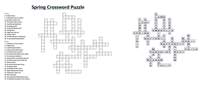 Spring crossword puzzle with clues for wordplay and fun  
