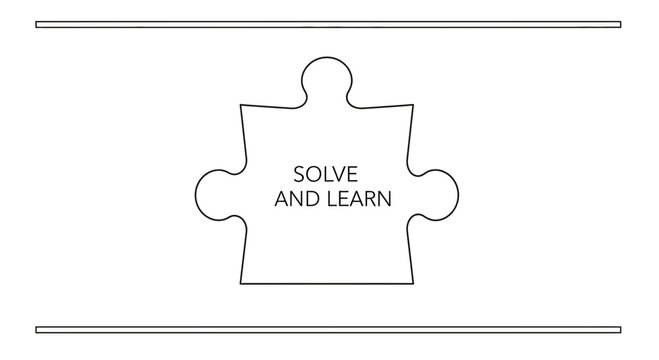 Puzzle piece with text Solve and Learn, concept of problem solving and education