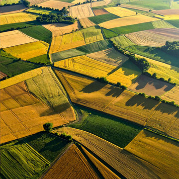 Aerial view of patchwork fields