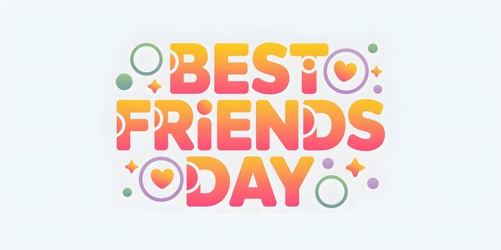 Best friends day graphic design with colorful text and shapes, isolated on white background