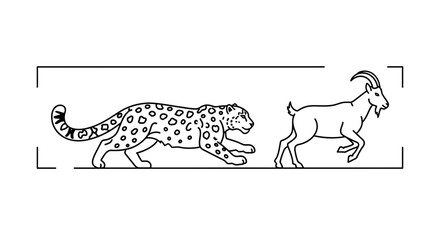 Fototapeta premium Leopard Hunting Goat Silhouette, Wildlife Predator Chasing Prey, Dynamic Action