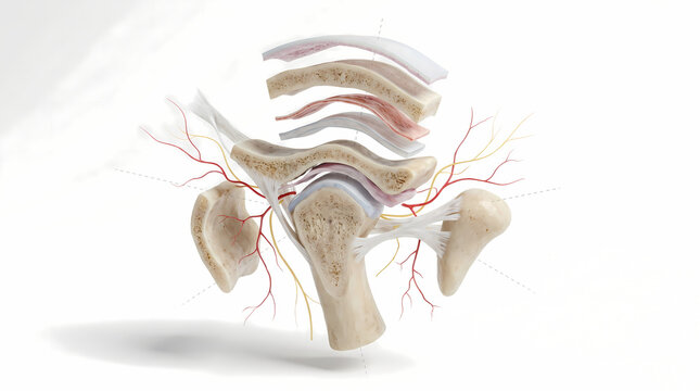 Anatomical Cross-Section of the Hip Joint with Blood Vessels