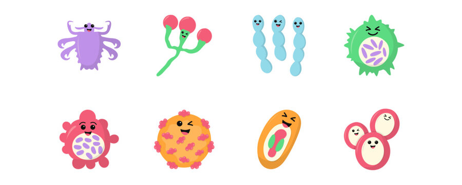 Sexually Transmitted Infections Cute Microorganism Illustration Set