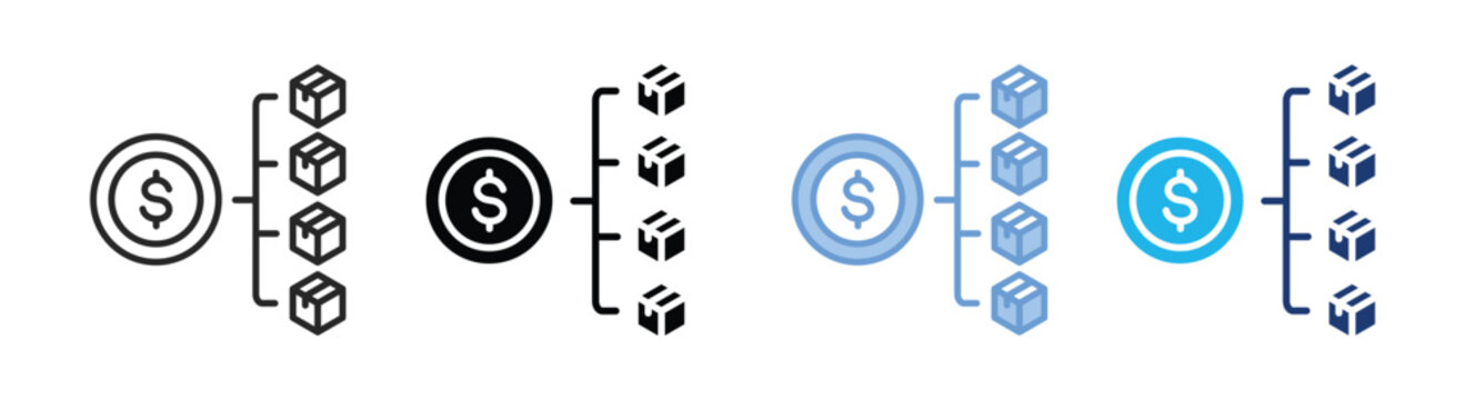 Cost icon set multiple style collection