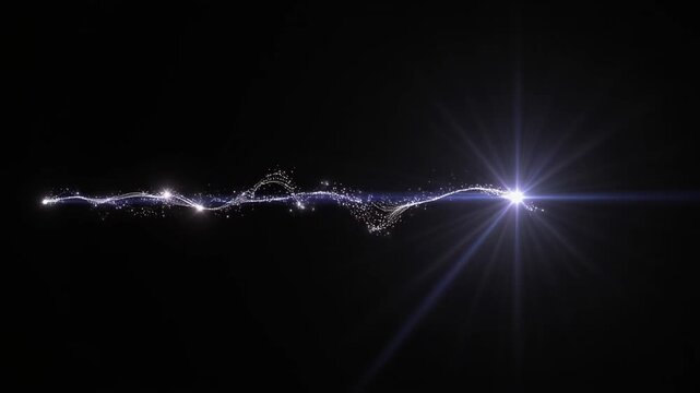 Abstract Magical Light Wave Trail with Glowing Particles
