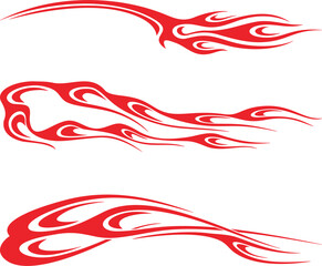 Fototapeta premium Vector flames for vehicle vinyl decals and wraps. Ready-to-cut graphics, great side decals for racing cars, off-road and sport vehicles, hot rod automobiles, ATVs, trucks, motors and bikes.