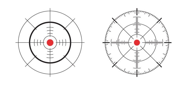 Reticle Icon Set, Modern Crosshair and Red Dot Targeting Symbols Collection, Clean Vector Icons for Precision Aiming, Focus, and Accuracy Design