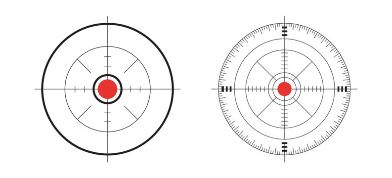 Reticle Icon Set, Modern Crosshair and Red Dot Targeting Symbols Collection, Clean Vector Icons for Precision Aiming, Focus, and Accuracy Design