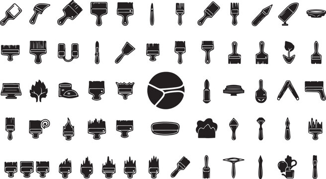 Collection of various black icons and symbols
