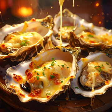 Grilled Oysters With Melted Cheese