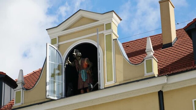 The Twardowski Window is a famous mechanical window display in the Old Market Square of Bydgoszcz, Poland. It is a sorcerer in Polish folklore and literature who made a deal with the Devil.