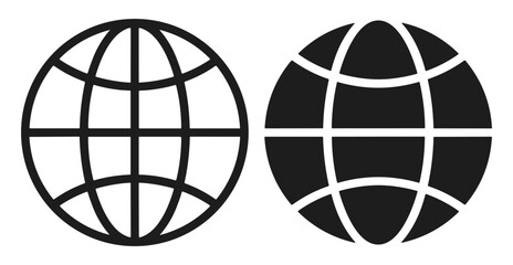Internet and globe vector icon set with outline and filled world network symbols on transparent background © Ярослав Дацко