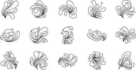 Fototapeta premium Set of black and white floral design elements