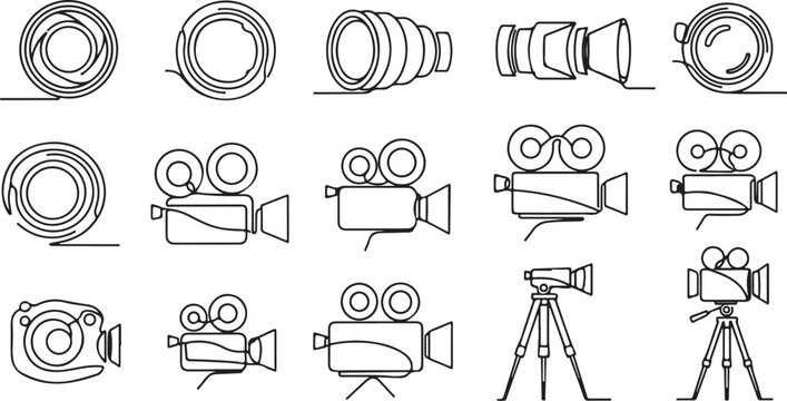 Camera and film equipment illustration set collection