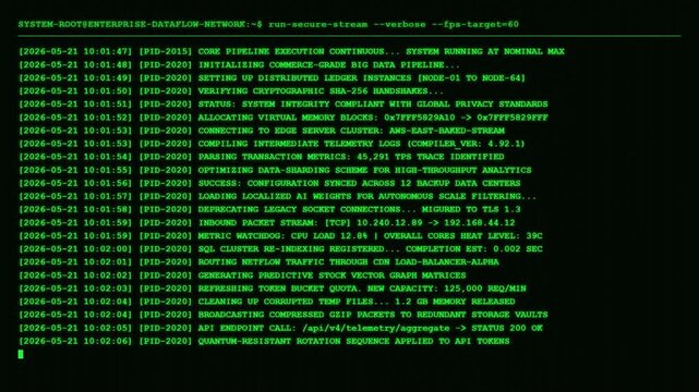 AI Agent Infrastructure Monitor Pipeline Terminal Screen Showing Distributed Vector Database Weights Synchronization And Active Agent Automation Logs.