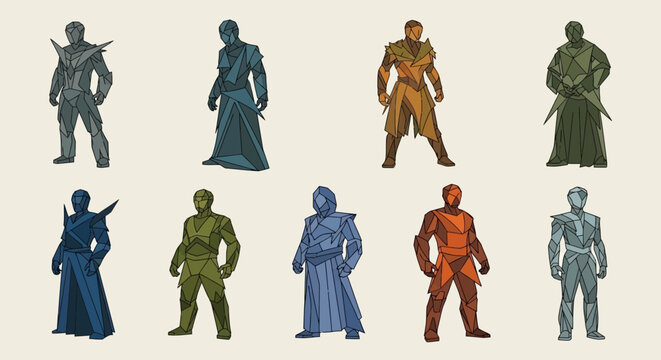 Fantasy warrior sprites, pixel art characters, diverse outfits and colors