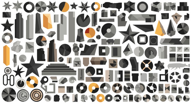 Geometric shapes infographic elements, abstract icons, design assets
