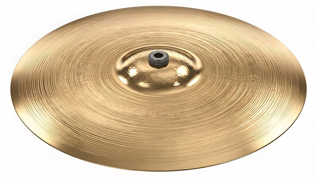 Golden colored cymbal isolated on transparent background for music production transparent background
