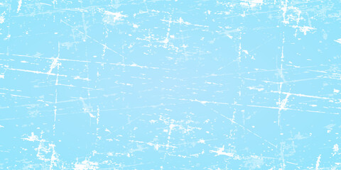 Scratched ice surface texture. Blue ice background with skate traces, cracks, scratches. Rough winter sport rink backdrop. Frozen lake or pond water wallpaper with dots, spot and lines. Eps10 © samsul