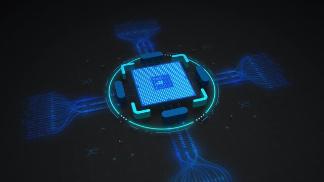 AI Digital Core Processing Neural Network Big Data Streams Motion Design Seamless Loop