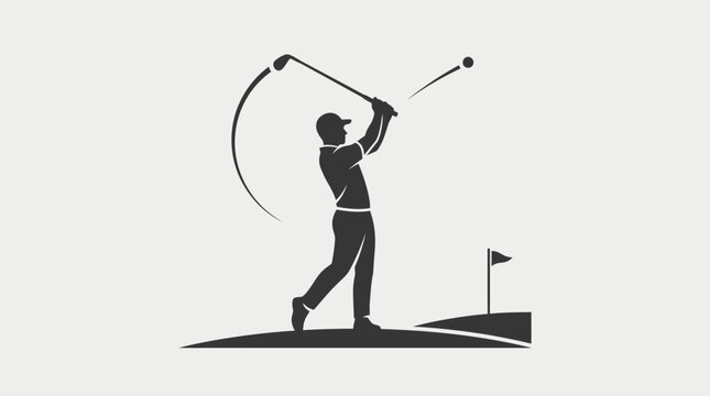 A simple flat vector silhouette of a golfer swinging a golf club.