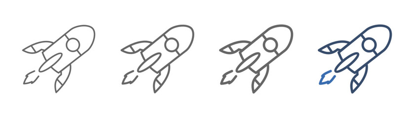  outline icon set space rocket launch with rocket launch design into space © tulabi