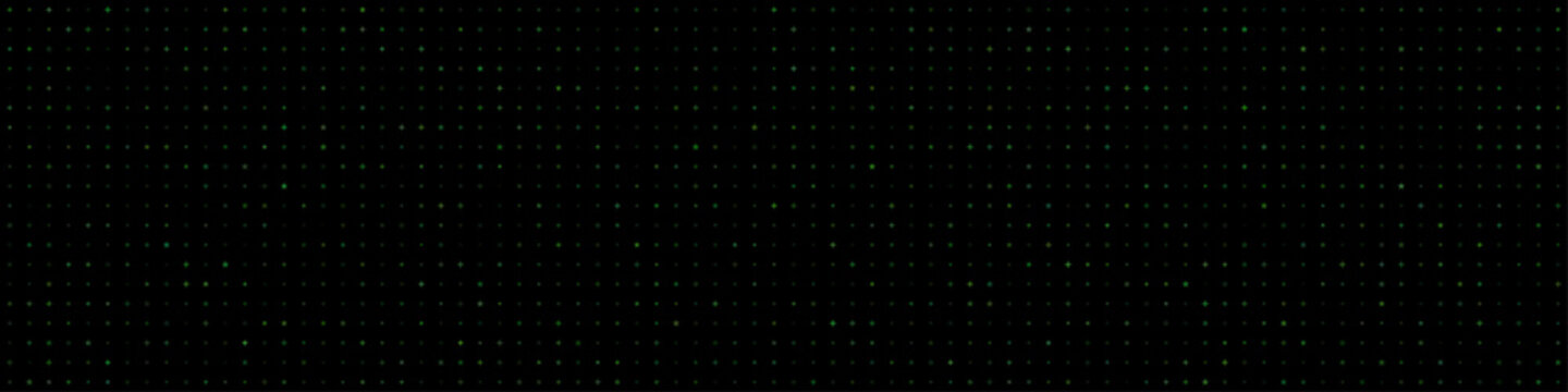 Dark background with a sparse pattern of small green plus signs and dots, creating a subtle digital effect
