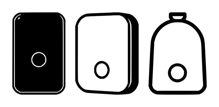 Doorbell set with solid icon on white background featuring doorbell icon, black icon, simple vector with minimalist and line art