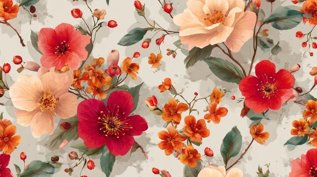 09011020 23 23.Concept: Seamless pattern on transparent background with cute spring and autumn flowers --ar 16:9 --v 7 Job ID: 895318b6-e982-4db7-8199-cc06837d3b97