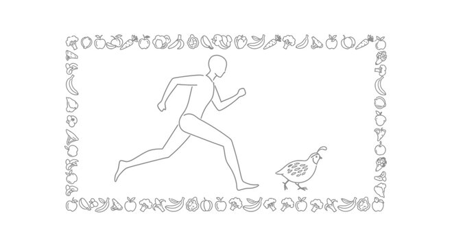 Runner and Quail in Fruit and Vegetable Border - Healthy Lifestyle