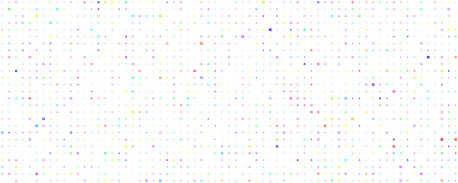 Vibrant abstract mosaic of colorful square tiles in a random pattern creating a playful energetic background