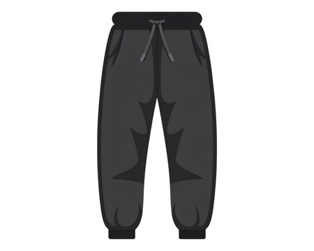 Black sweatpants with elastic cuffs and drawstring waist on person standing Vector