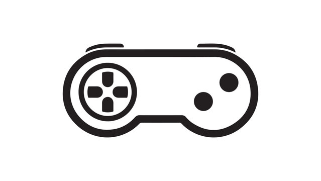 Retro game controller vector silhouette icon featuring directional pad and action buttons