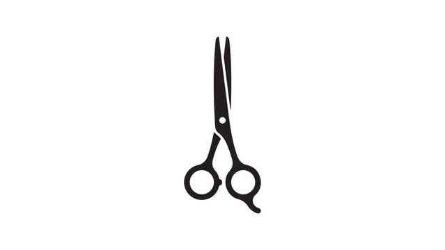Barber haircutting scissors professional stylist cutting tool hairdresser vector silhouette icon