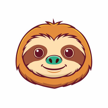 Cute Cartoon Sloth Face Illustration