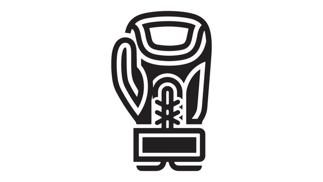 Boxing glove silhouette icon with lightning bolt and strap detail vector illustration single icon