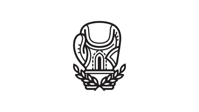 Equestrian rider helmet and saddle silhouette icon with laurel wreath vector illustration symbol