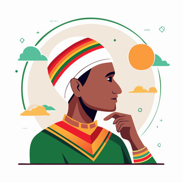Man in Traditional Rasta Turban and Green Clothing