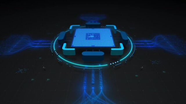 AI Digital Core Processing Neural Network Big Data Streams Motion Design Seamless Loop