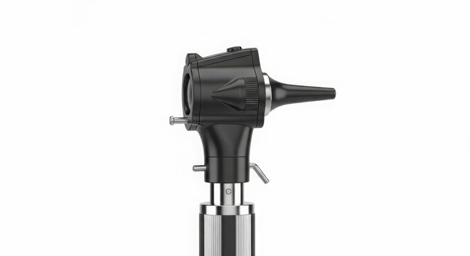 Professional medical otoscope diagnostic tool used by doctors for examining the human ear canal in a clinical healthcare environment setting