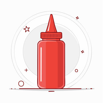 Red Ketchup Bottle Illustration