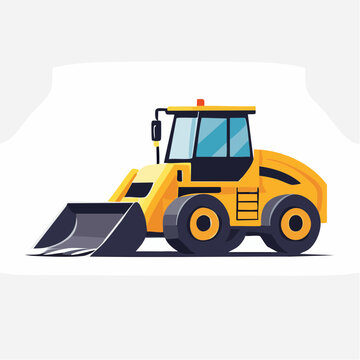 Yellow Front Loader Construction Vehicle Illustration