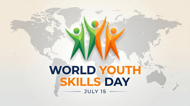 Global World Youth Skills Day Empowerment Banner with Leadership Education and Future Innovation