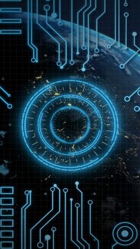 Vertical video: HUD boot concentric reticle pulsing locking while circuits descending map lights